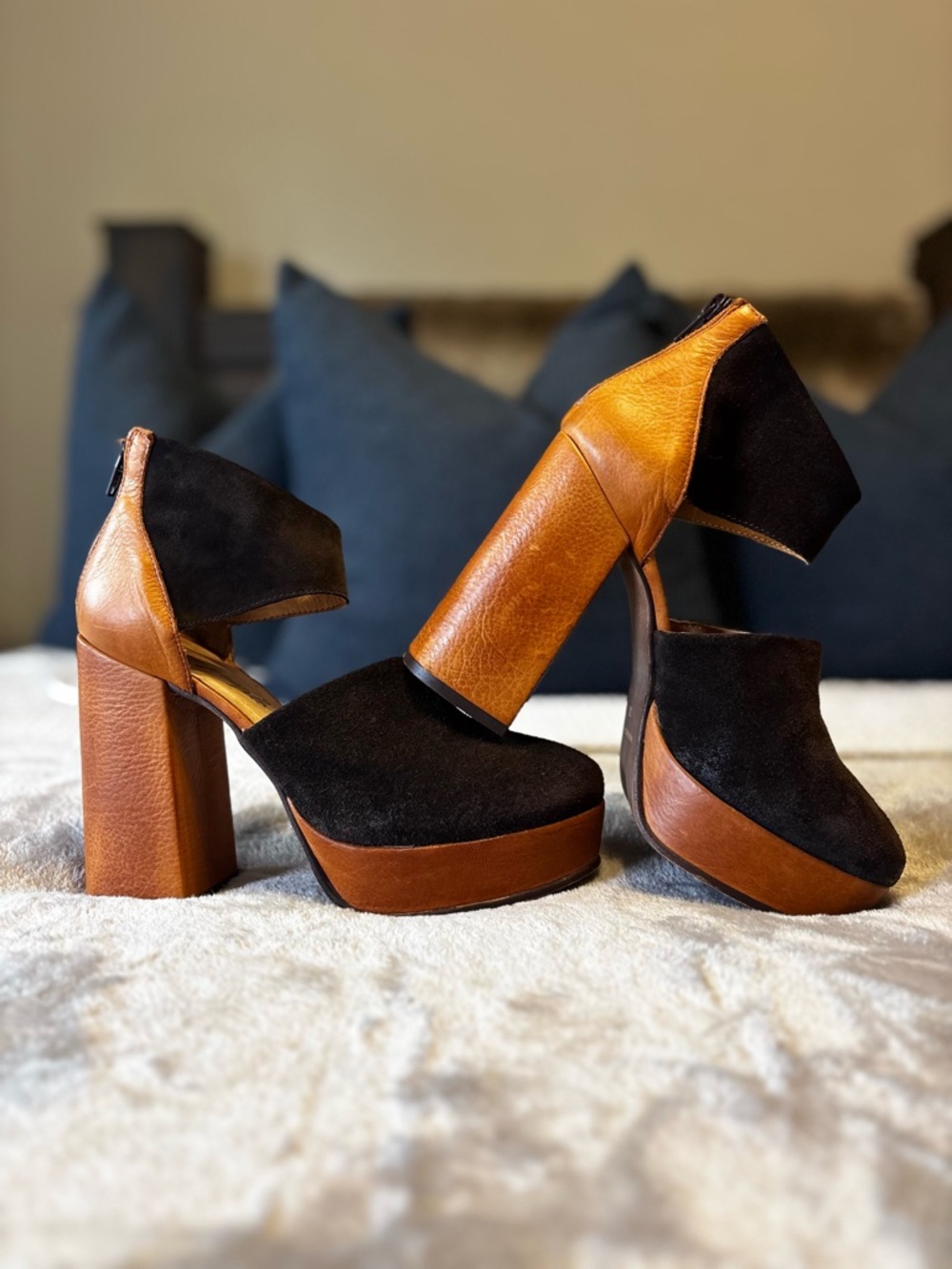 Free People Luxor Leather & Suede Platform Heels